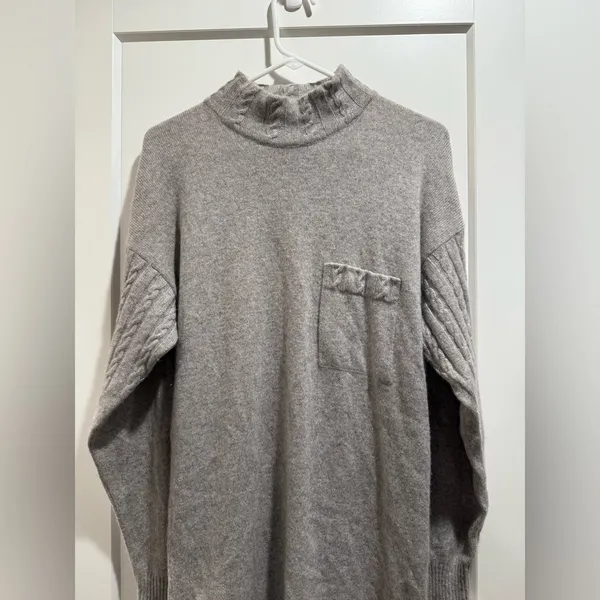 Gray Knit Sweater Dress with Pocket 100%Cashmere Size‎ M - Image 2