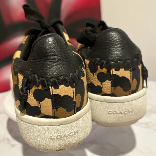 Coach High Line Wild Beast Leopard Print Pebble Leather Low Top Sneakers Sz 8.5 - Image 10