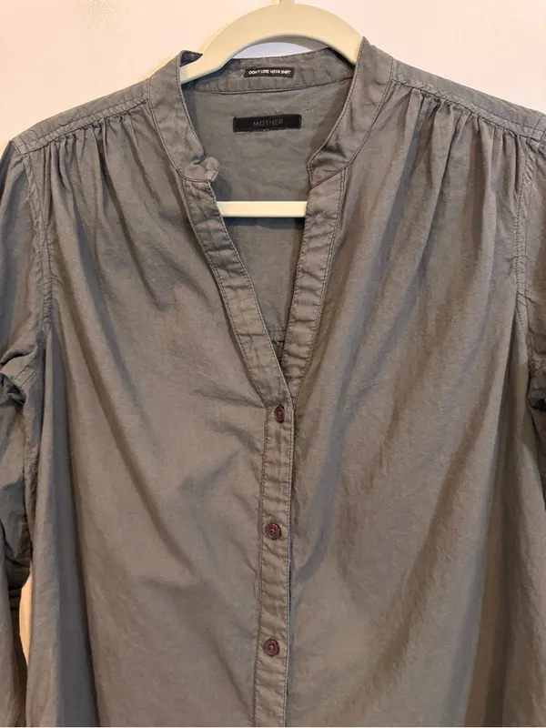 Mother The Airy High Low Shirt Dark Shadow Button Down - Image 3