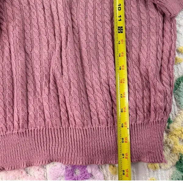 Peggy's vtg Pink Cable Knit Short Sleeve Sweater Top Size‎ S - Image 4