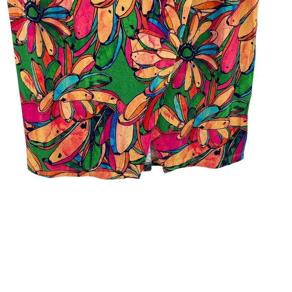 Anthropologie Farm Rio Getaway Midi Skirt Tropical Print Green Pink Size‎ Small - Image 5