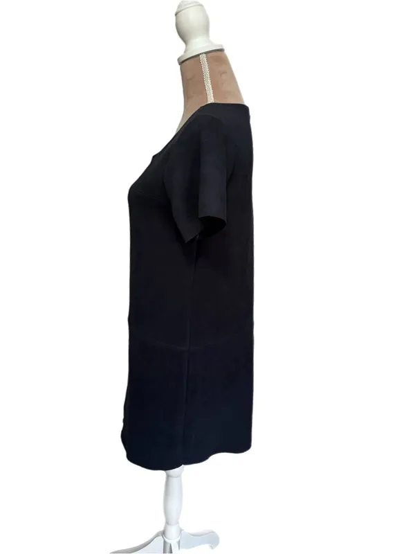 Mackenzie & Me Navy Faux Suede Short Sleeve Dress Womens Size Medium Made in USA - Image 5