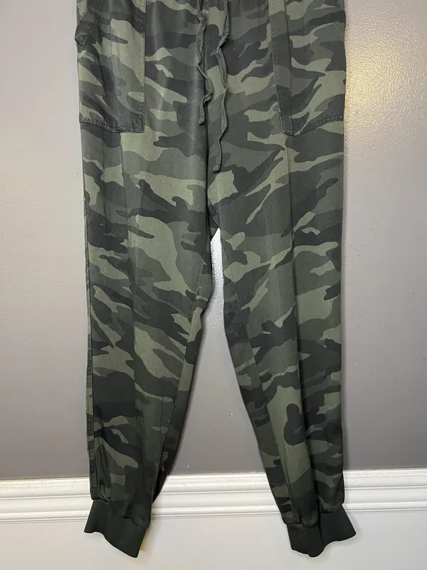 Splendid Pants Womens Large Green Camo Jogger Elastic Waist Cuffed Pockets - Image 2