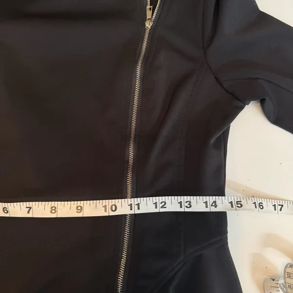Obsession Black Peplum Moto Jacket Asymmetrical Zip Stretch Biker Edgy Sz Medium - Image 11