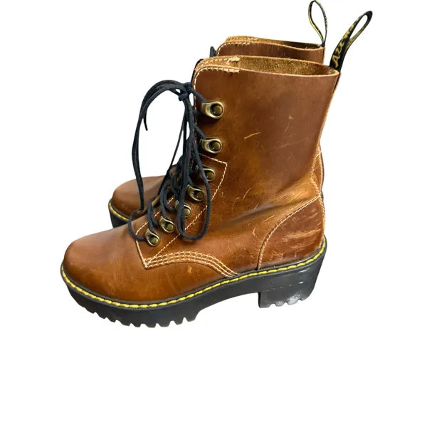 Dr. Martens Leona Butterscotch Brown Women’s New Orleans Leather Heeled Boots 8 - Image 7