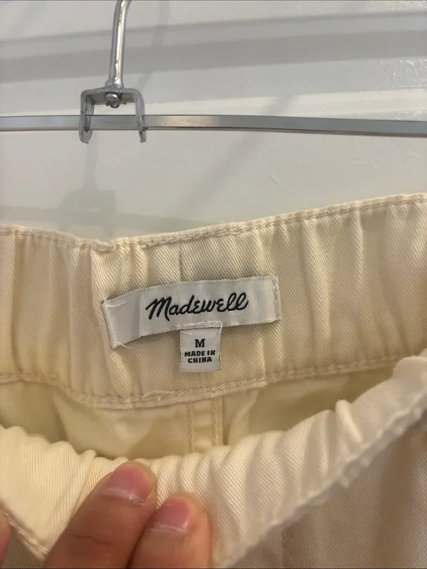 Madewell Cream Cargo Parachute Pants Pull On Drawstring Utility Sz M - Image 2