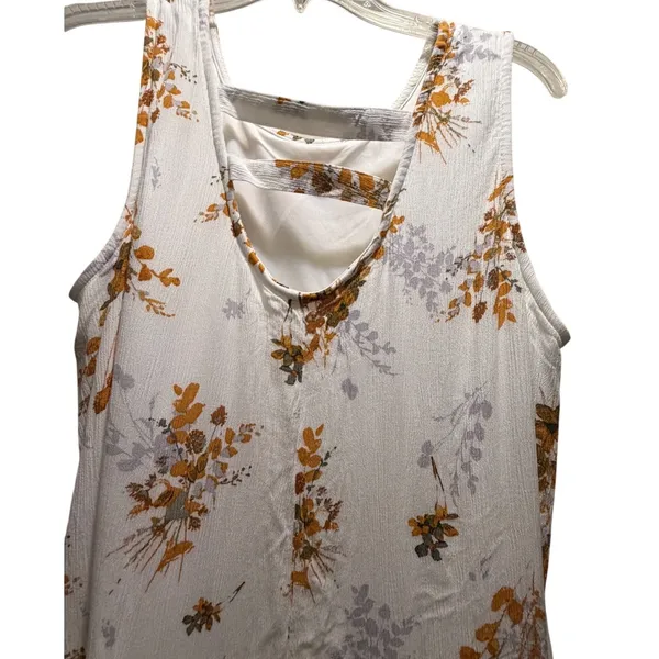 Maurices‎ Womens Floral Sleeveless Shift Dress White Mustard Yellow Size M H1218 - Image 4