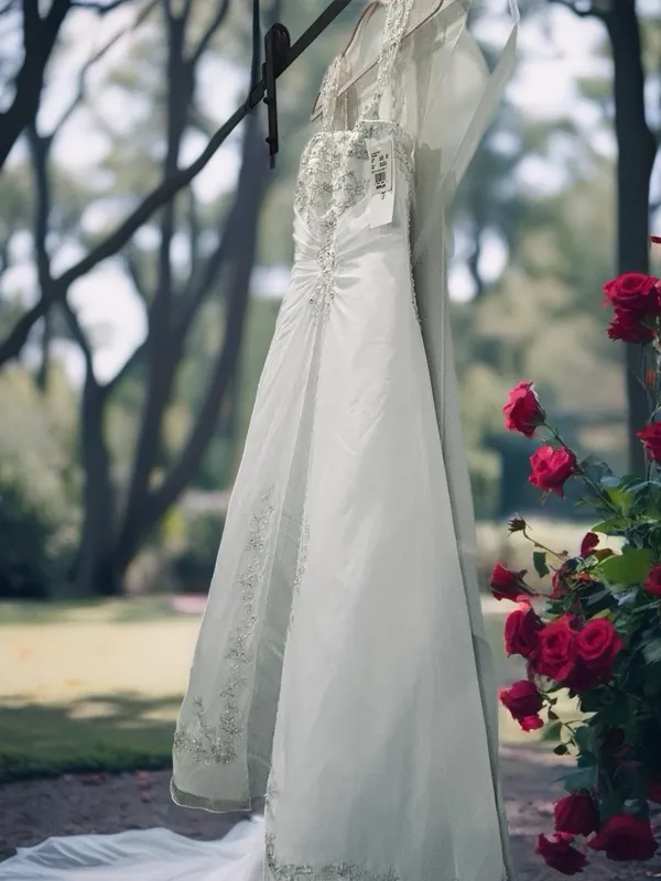 Wedding David's Beaded Bridal Dress White Gown Strapless A-Line 2 - Image 5