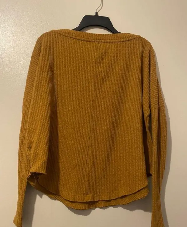 aeropostale mustard yellow waffle knit sweater - Image 2