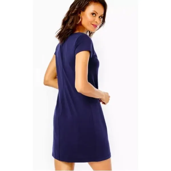 Lilly‎ Pulitzer Brewster Knit T-Shirt Dress Casual Short Sleeve Size S navy - Image 4