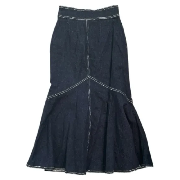 Azul By Moussy Japanese Brand Dark Denim Midi Skirt Front Slit Size Small - Image 2