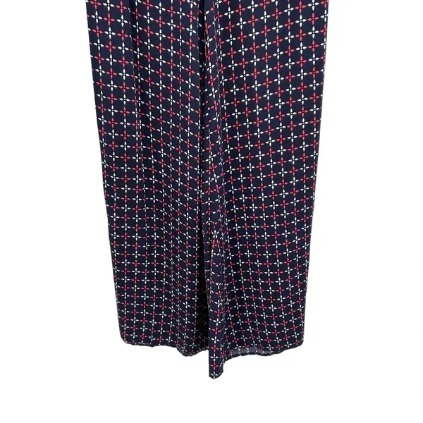 Anthropologie Cartonnier Pants Geometric Print Wide Leg Rayon Navy Blue Size 4‎ - Image 5