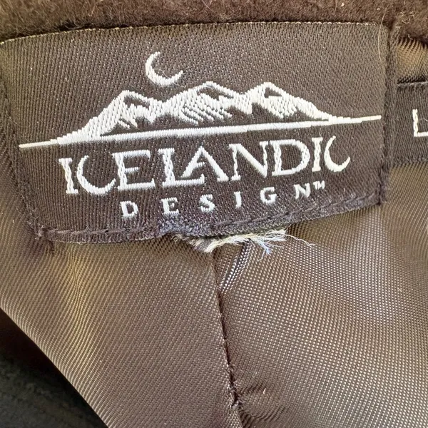 Icelandic Design Coat L Blue Boiled Wool Zip Button Trim Pocket Nordic Winter - Image 9