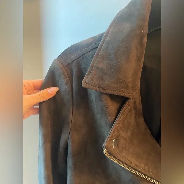 Sale! Topshop Genuine Coffee Brown Suede Moto Jacket Us6 - Image 9