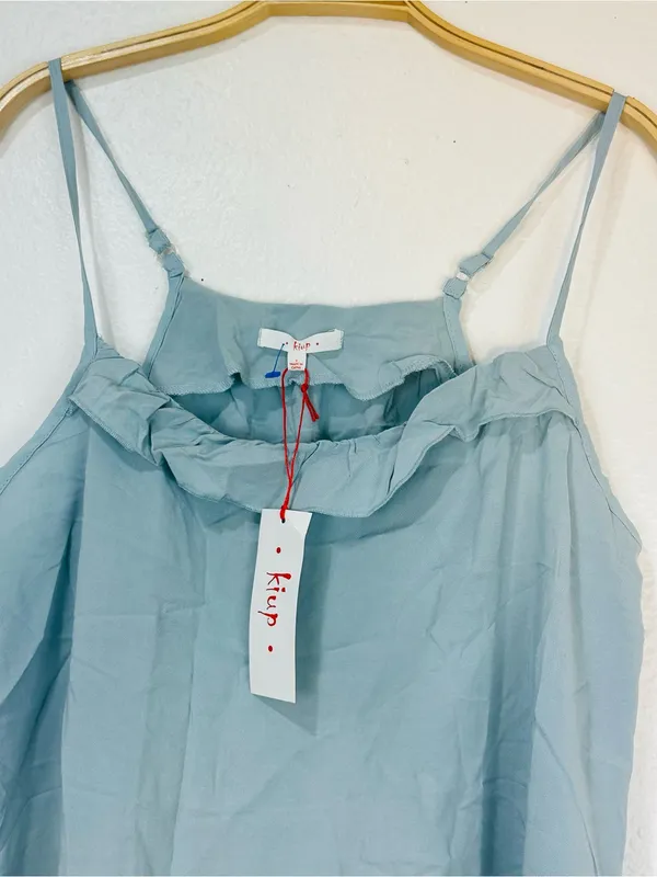 Kut from the Kloth Sage Blue Ruffle-Trim Spaghetti Strap Cami Top - Image 5