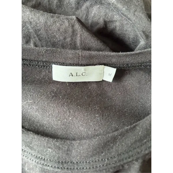 ALC Frank Black Cotton Long Sleeve Blouson Blouse Smocked Cuff Women’s Size Medium - Image 2