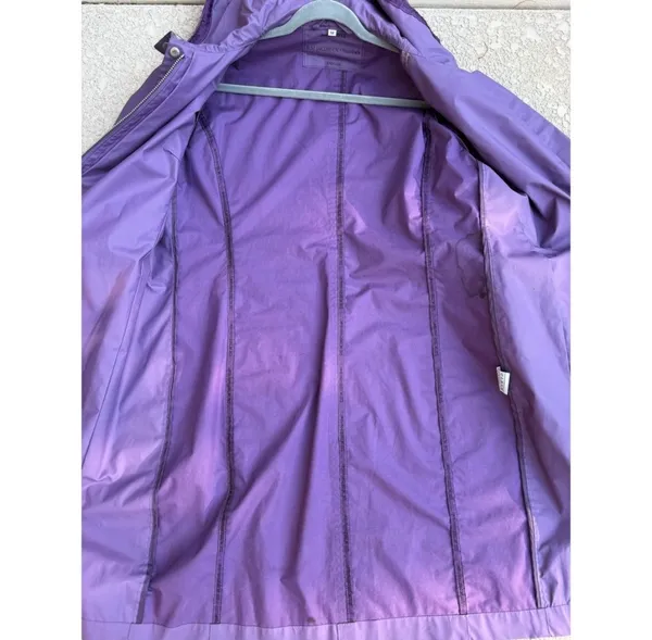 Isle Jacobsen Hornbaek Long Raincoat Purple Women's Size Medium Hooded Rubber - Image 7