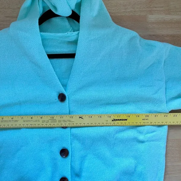 Comfy Chunky Hoodie Button Up Cardigan Jacket Size M Teal Green - Image 5