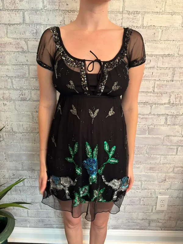 Free People Sheer and Sequin Mini Dress - Image 7