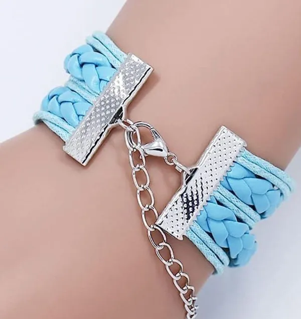 Mom Layered Bracelet Light Blue Butterfly Flower Design Love and Infinity - Image 3