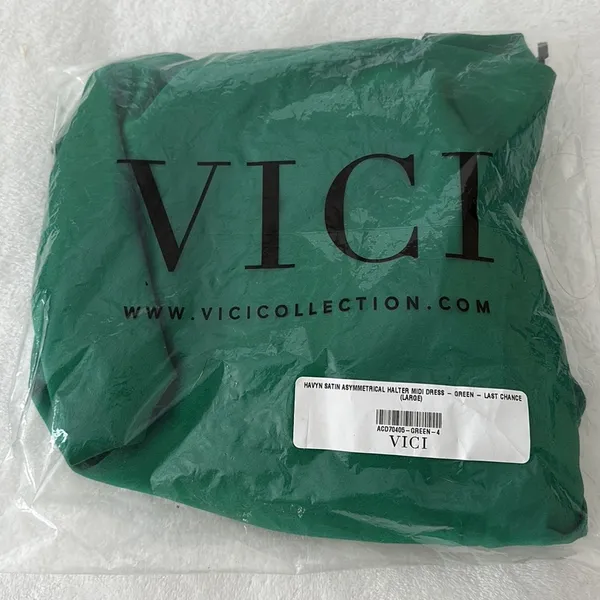 VICI | Havyn Satin Asymmetrical Halter Midi Dress - Image 5