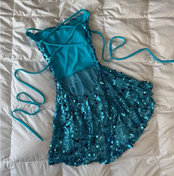 Tasteful Girl Ravewear Angel Sequin Mini Dress Blue XS - Image 2