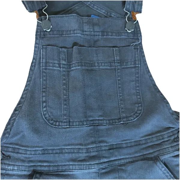 Arizona Jean Co Womens Black Distressed Denim Overalls Knee Slits Bib Size S - Image 5