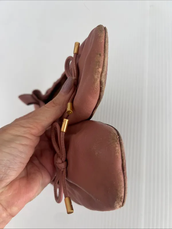Tory Burch Dusty Rose Leather Ballet Flats with Bow - Image 2