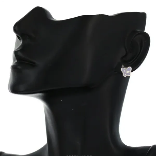 925 Sterling Silver Purple Butterfly Earring Studs - Image 3