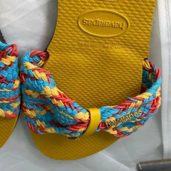 NWT size 7/8 Havainas St. Tropez mesh sandals multicolored woven strap - Image 7