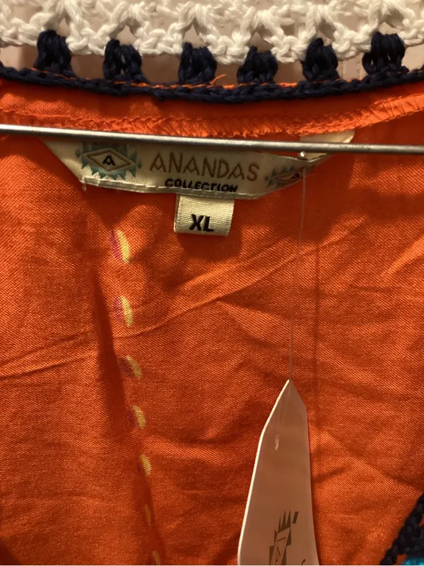 Embroidered Orange V-Neck Women’s Dress - Image 3