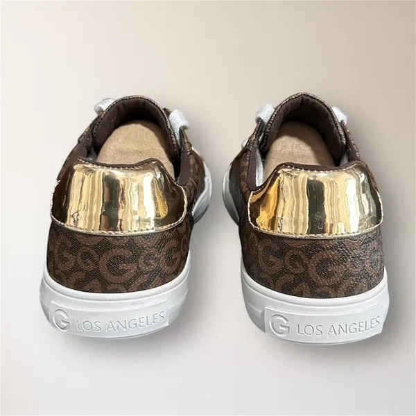 GBG Los Angeles 8.5M Brown Gold Monogram Sneakers‎ Metal Logo GGONARINJR Casual - Image 6
