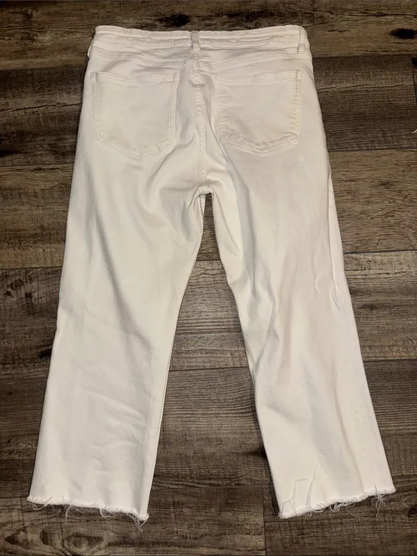Zara White Cropped Straight-Leg Jeans - Image 3