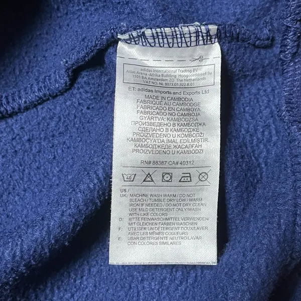 M Adidas Navy Fleece Hoodie Pullover With White Accents Athletic Athleisure - Image 6