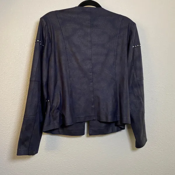 Insight Vegan Suede Grunge Punk Concert Studded Zip‎ Faux Leather Jacket L Retro - Image 2