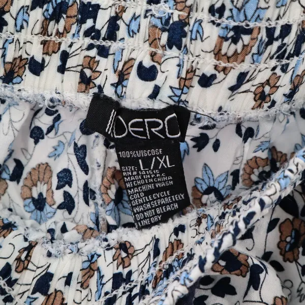 Indero Blue Floral Wide Leg Boho Pull On‎ Straight Leg Trousers Pant L/XL - Image 6