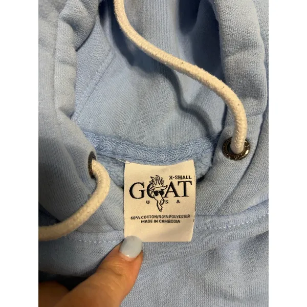 GOAT USA Hoodie Hooded Sweatshirt Size X-Small Baby Blue - Image 6