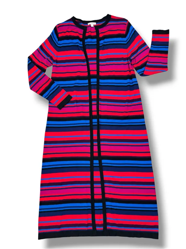 New‎ York & Co Eva Mendes Cecilia Striped Duster Cardigan Sweater Large XL - Image 12