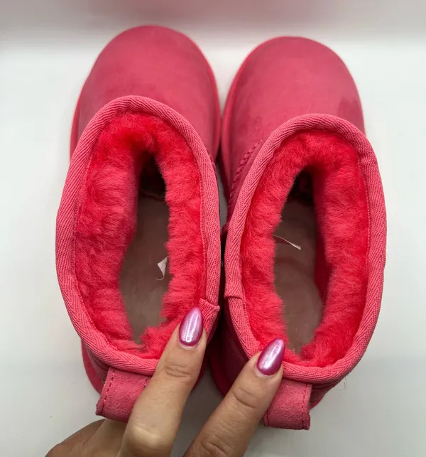 UGG Classic Ultra Mini Boots Women’s US 7 Pink Sheepskin Suede Cozy Slippers - Image 7