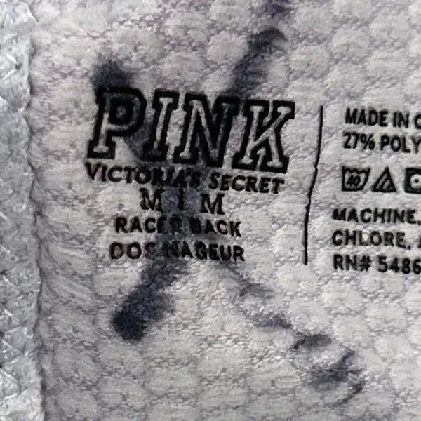 PINK Victoria’s Secret Logo Sports Bra Medium – Black White Racerback Compressio - Image 3