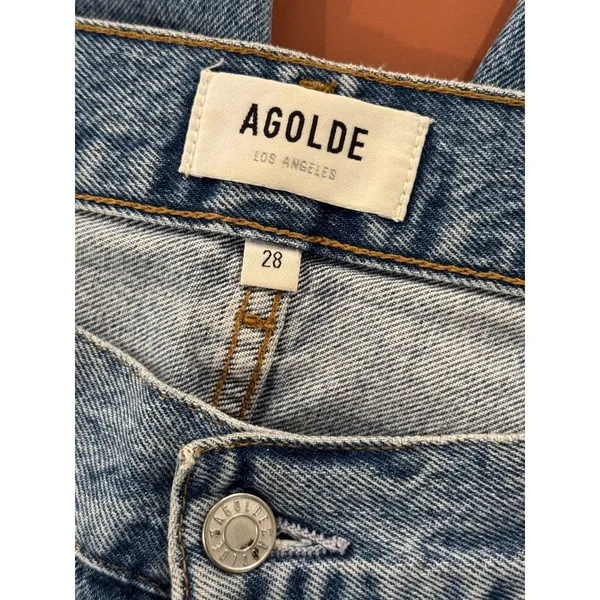 AGOLDE Womens Jeans Blue High Rise Baggy Tapered Denim Button Fly Medium Wash 28 - Image 4