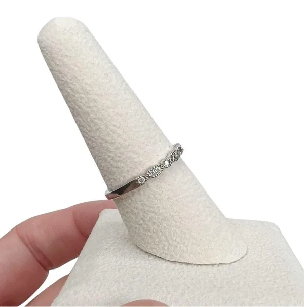 Marquise & Round Shapes Clear Glass Stones Sterling Silver Stackable Ring - Image 2