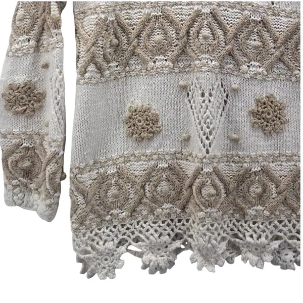 Express Vintage Fair Isle Sweater Cream Medium‎ - Image 4