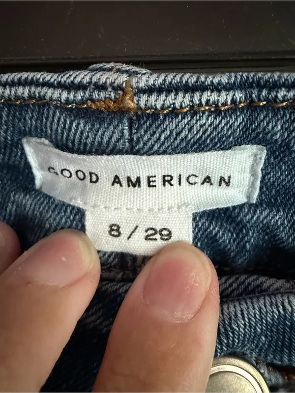 Good American Good Legs Jeans Womens 8/29 Cropped Flare Raw Hem Medium Wash - Image 2