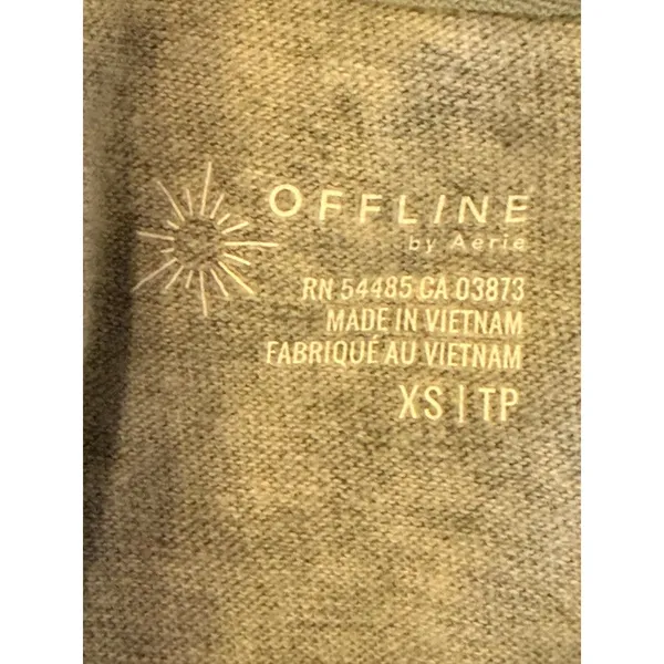 OFFLINE by Aerie Waffle Henley Shirt Women XS Gray Long Sleeve Athleisure - Image 9