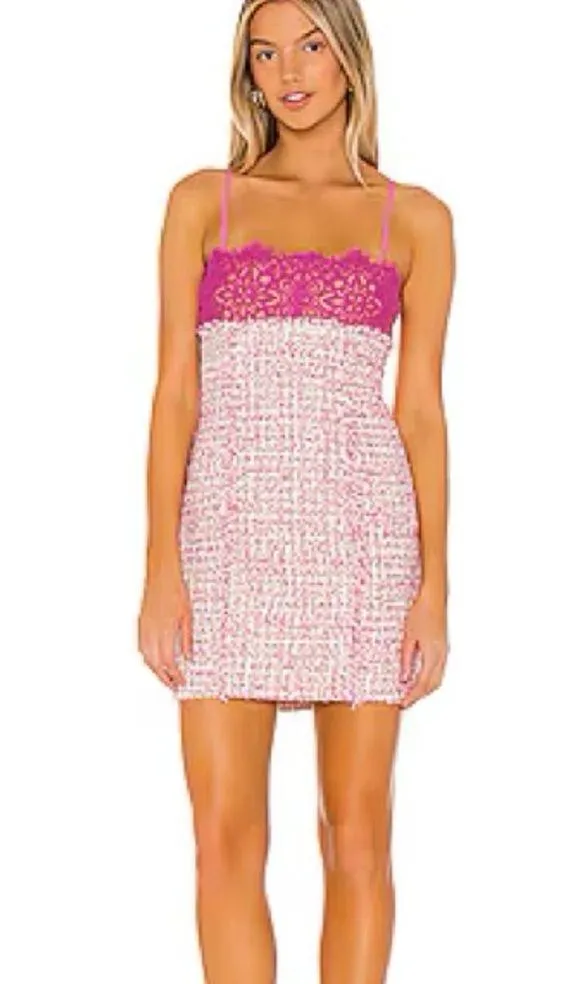 NBD Pink tweed mini dress - Image 5