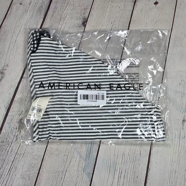 Aerie Bikini Bottoms Black White‎ Stripe Ruffle Gingham Size M - Image 9
