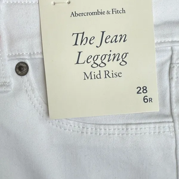 Abercrombie & Fitch The Jean Legging‎ Mid Rise White Skinny Jeans 28 6R NEW - Image 4
