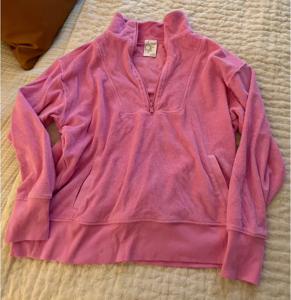 Aerie Pink Terrycloth quarter zip jacket - Image 5