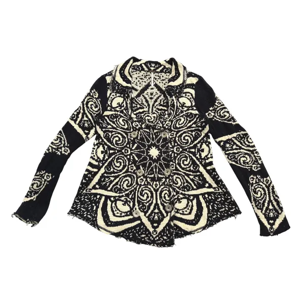 Free People Smitten Kitten Cardigan Women Small Black Mandala Boho Knit Sweater - Image 3